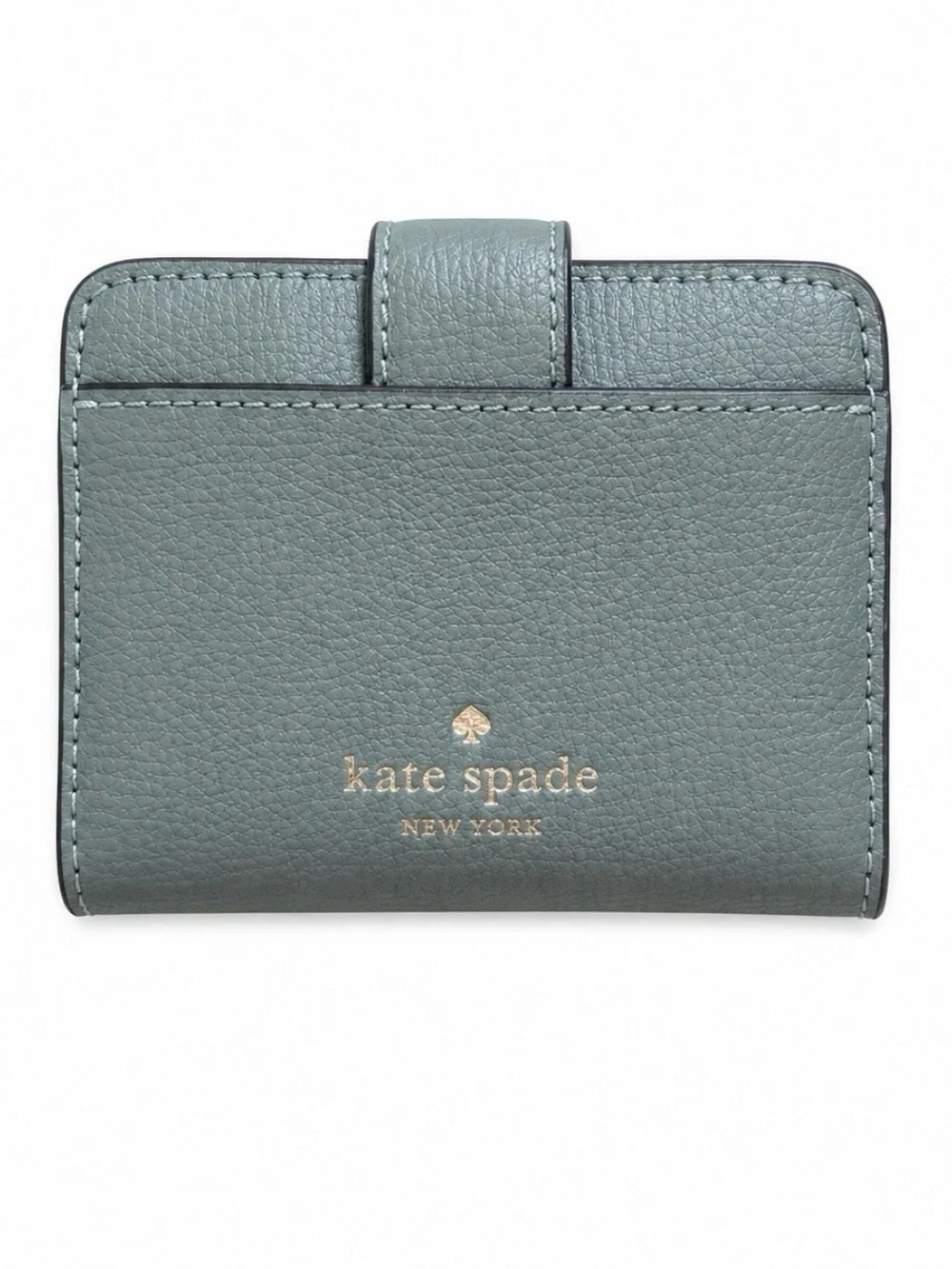 Kate Spade New York Green Leather Wallet Gold Turn Lock New